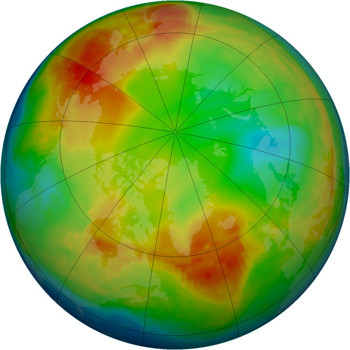 Arctic ozone map for 17 January 1991